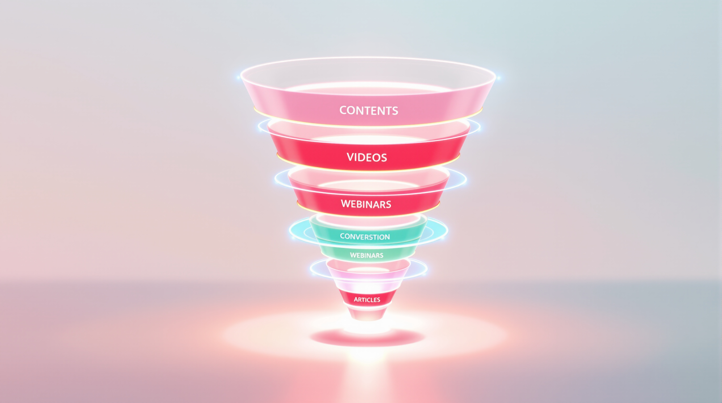 Embudo de marketing de contenido B2B con articulos, webinars y casos